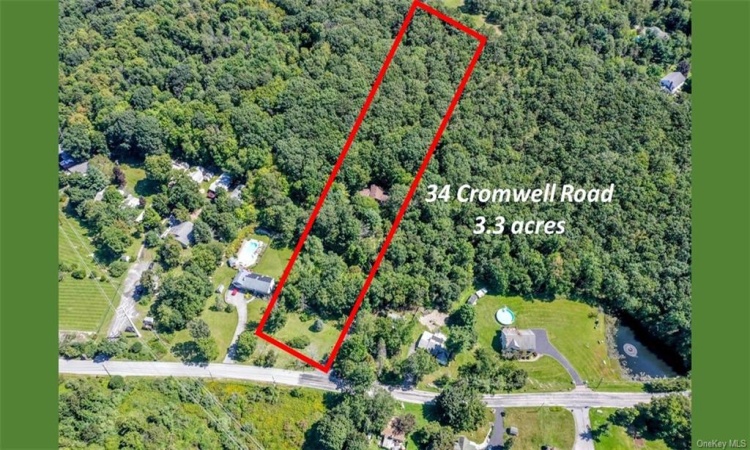 Red boundary is for illustration purposes to show 3.3 acres.