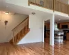 Living room with light wood-type flooring