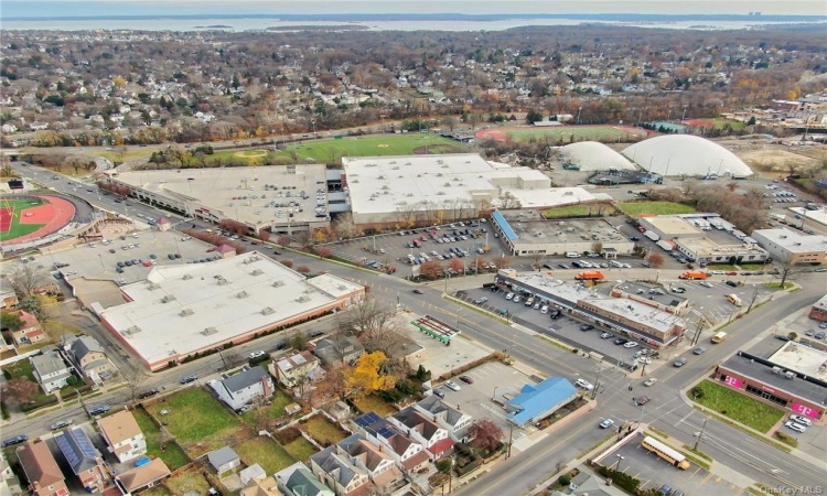 Aerial View facing east to Pelham and New Rochelle