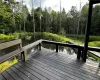 Wooden deck featuring a water view and a dock