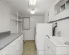 Private laundry room in finished basement.