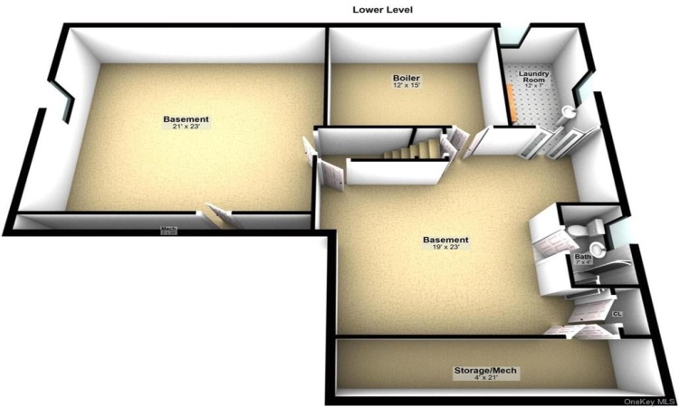 Large finished basement floor plan.