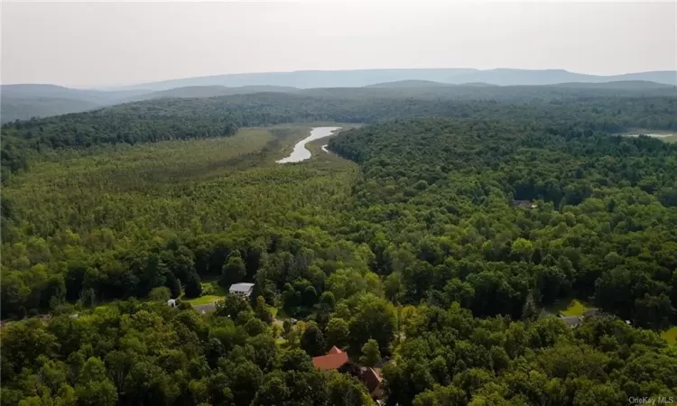 Aerial view featuring a mountain view