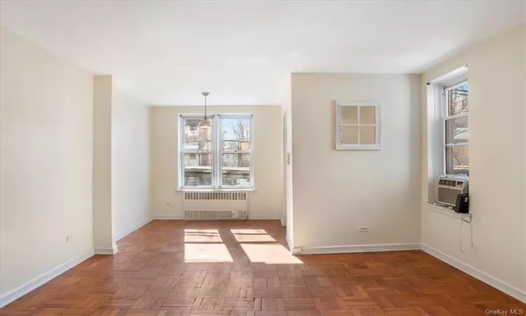 Living room facing dining area