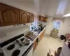 Apt. D. 665 sq ft.  Updated kitchen with electric oven/range and refrigerator.