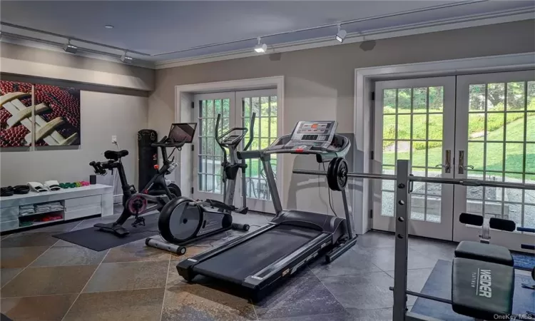 Gym with garden access on lower level