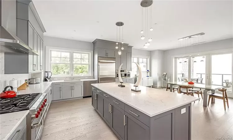 Gourmet Kitche and dining area with views