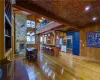 stunning kitchen with fireplace & copper ceilings