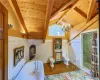 Bathroom featuring independent shower and bath, a bidet, hardwood / wood-style flooring, toilet, and wooden ceiling