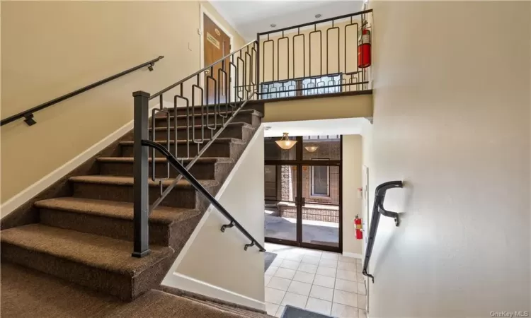 Stairs with tile flooring