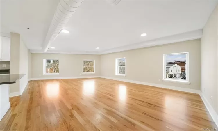 Unfurnished living room featuring light hardwood / wood-style flooring