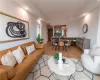 Living room with light wood-type flooring