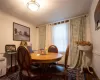 Dining space featuring ornamental molding