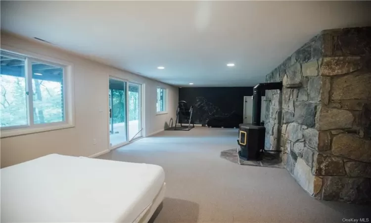 Bedroom with light hardwood / wood-style floors