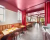 Dining space featuring concrete flooring