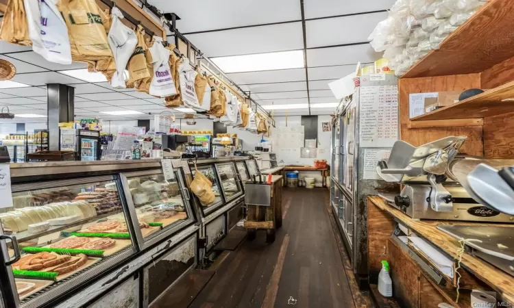 Behind counter view, working area