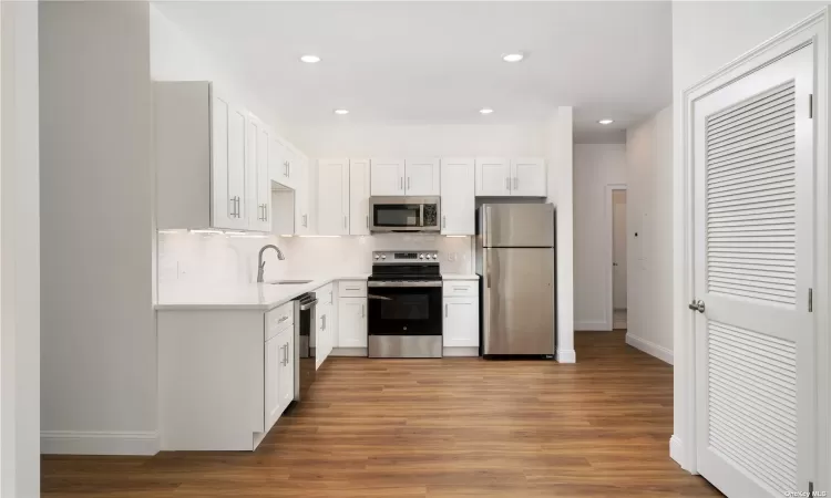 This photo shows the interior of a one bedroom apartment. It may not be the exact unit.