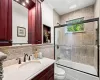 Main Floor Hall Bath/ Custom Vanity/Porcelain Tile