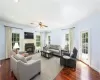 Bedroom featuring carpet floors and ceiling fan