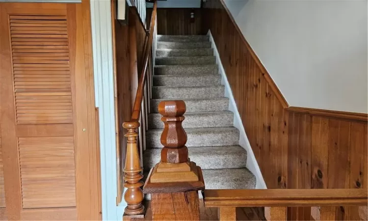 Stairs with wooden walls