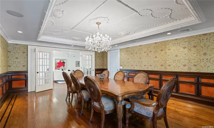 Mahogany Wainscoting with Madrona Wood Inset | Hardwood Floors