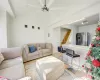 Living room featuring light hardwood / wood-style flooring and ceiling fan