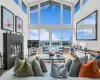 Living room overlooking pool deck