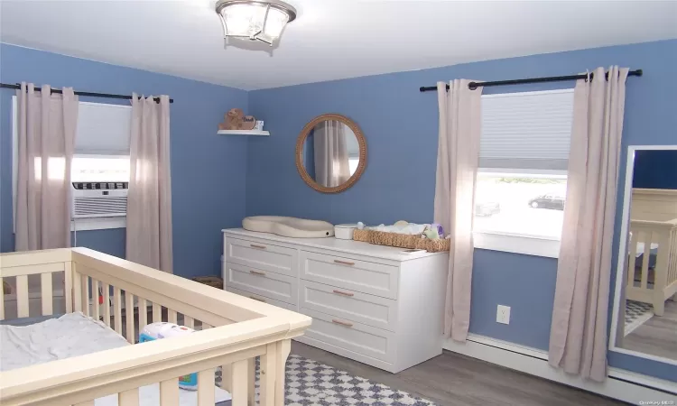 Bedroom W/Grey Wash Wide Plank Flooring