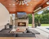 Stone Gas Fireplace & Lounge Area