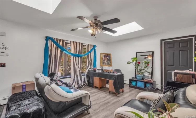 Living room with access to garage