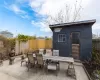 Private yard with stand alone shed