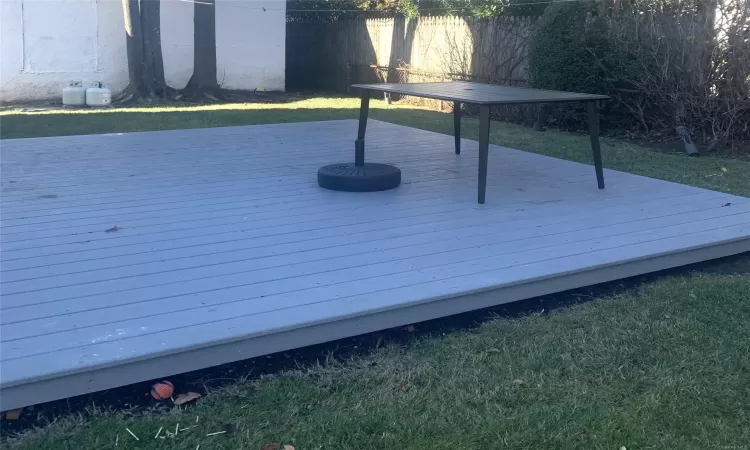 Deck featuring a yard