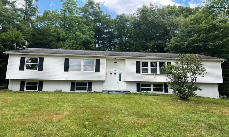 Bi-level home featuring a front lawn