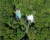 Aerial view of home & pool