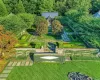 Aerial View of Conservatory Greenhouse overlooking Formal Gardens