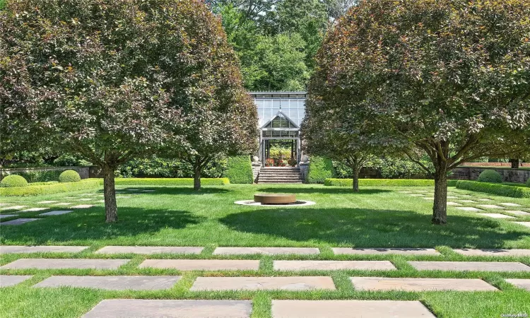 Magnificent Formal Gardens Lead to Conservatory Greenhouse