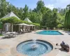 The Delightful Swimming Pool with Round Wading Pool and Fountain