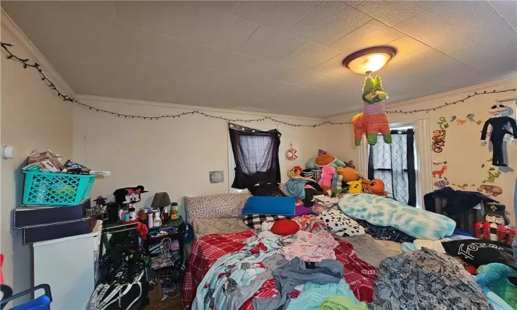 Bedroom with ornamental molding