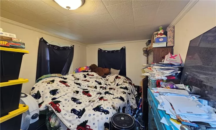 Bedroom with ornamental molding