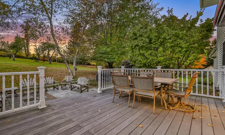 View of deck at dusk