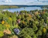 Aerial view of the house and Candlewood Lake