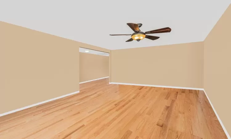 2nd angle of 3rd floor living room and ceiling fan