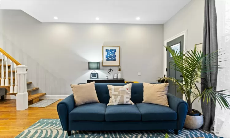 Living room featuring light wood-type flooring