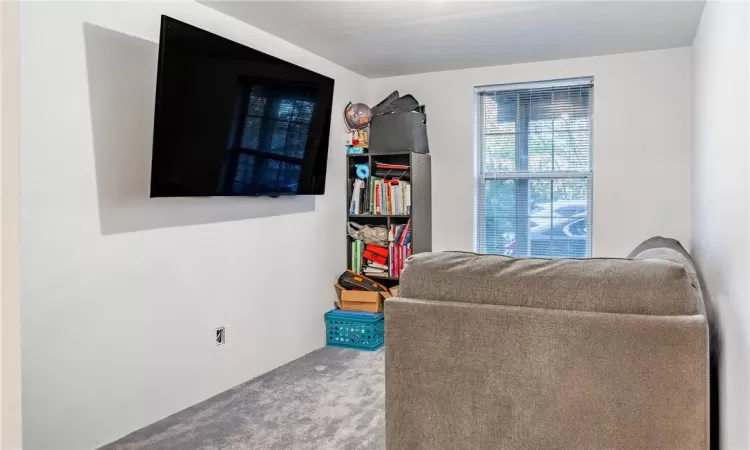 Living area featuring carpet flooring