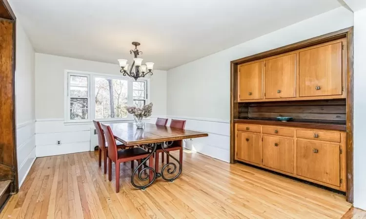 Dining room with built-in hutch.