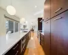 Kitchen with solid cherrywood cabinetry.