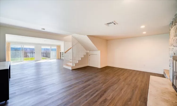 2nd stone fireplace, lower level.