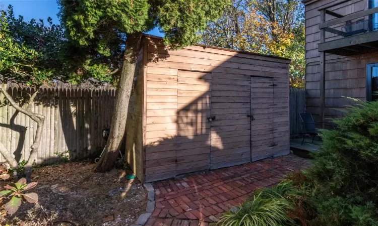 View of outbuilding for extra storage