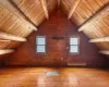 Additional living space featuring wood ceiling and light hardwood / wood-style flooring