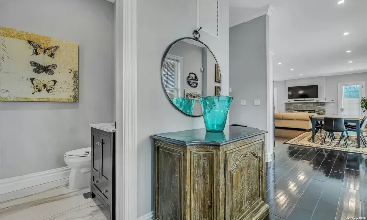 Powder room off the foyer